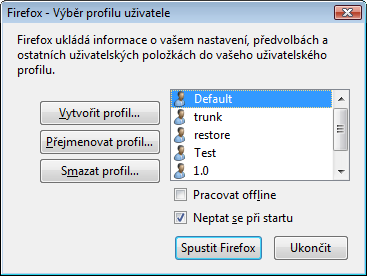 Správce profilů !Firefoxu