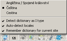 Nabídka Dictionary Switcheru