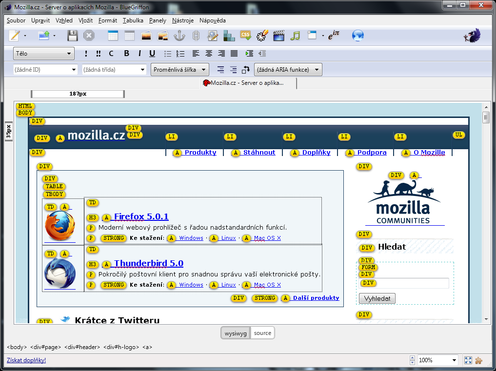 Vizualizace HTML tagů na stránce