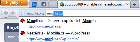 Našeptávání v adresním řádku Firefoxu 6