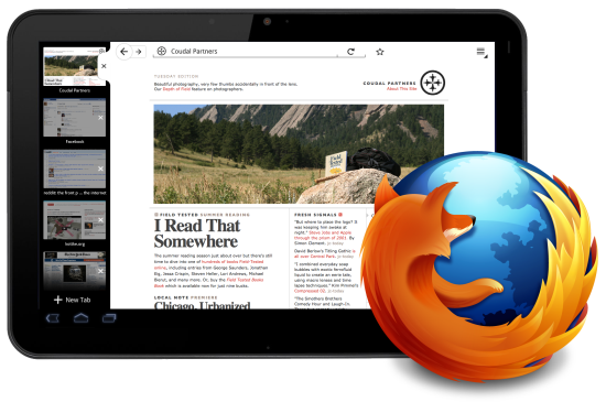 Ukázka Firefoxu pro tablety