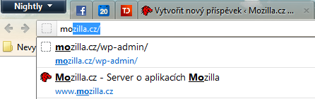 Automatické doplňování adresy ve Firefoxu