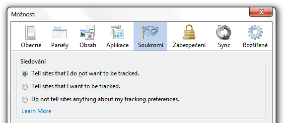 Nastavení Do Not Track ve Firefoxu