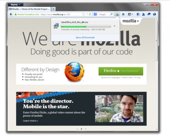 Nový Správce stahování Firefoxu
