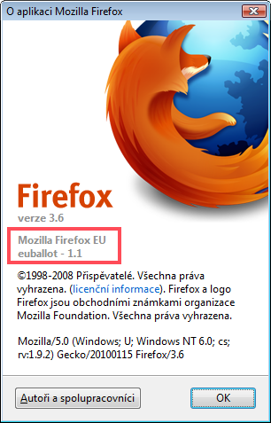 Ukázka speciální verze Firefoxu