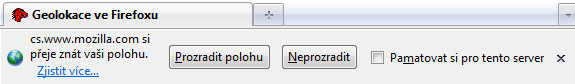Dotaz Firefoxu na poskytnutí informace o vašem umístění