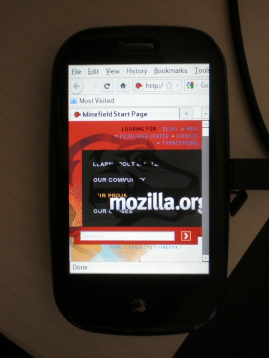 Firefox běžící na Palm Pre