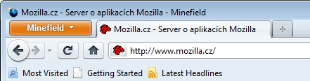 Tlačítko jednotné nabídky Firefoxu 4.0