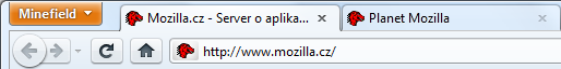 Upravená lišta s panely ve Firefoxu 4.0