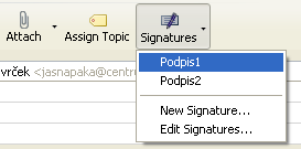 Volba podpisu zprávy