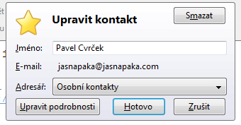 Rychlá změna složky kontaktů v Thunderbirdu