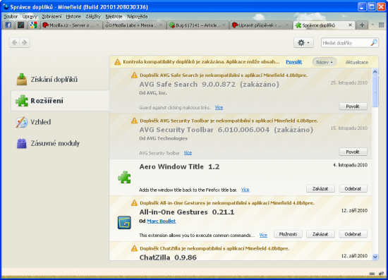 Správce doplňků Firefoxu 4.0