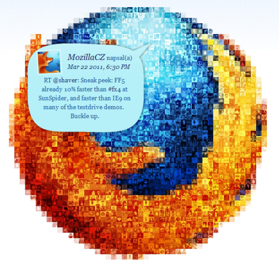 Příspěvky o Firefoxu 4 na Twitteru