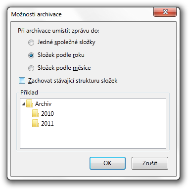 Konfigurace funkce archivace v Thunderbirdu