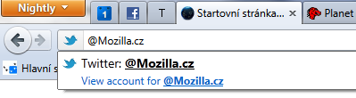 Vyhledávání na Twitteru v adresním řádku Firefoxu