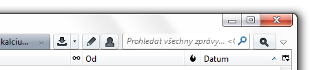 Upravitelná lišta s panely Thunderbirdu