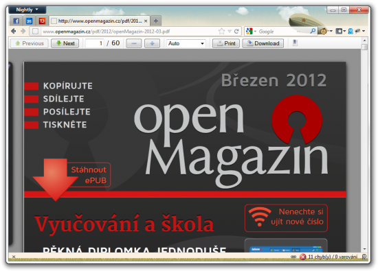 Integrovaný PDF prohlížeč ve Firefoxu