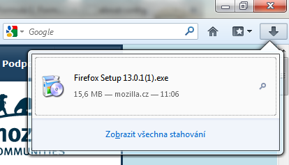 Nový Správce stahování Firefoxu