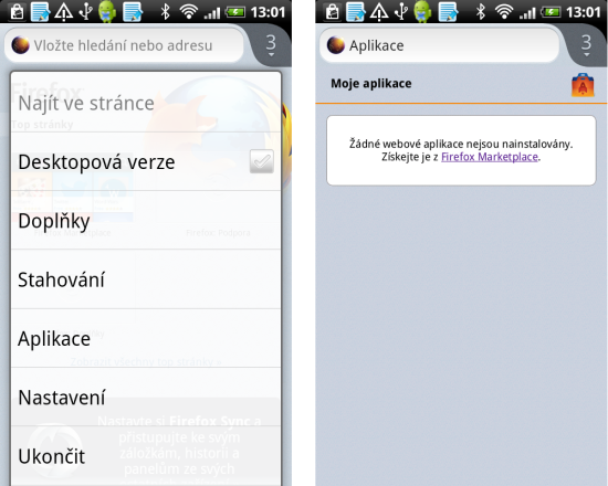Firefox Marketplace v aplikaci