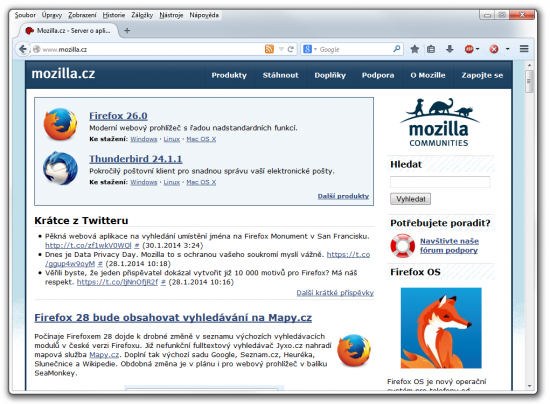 Firefox Australis a hlavní nabídkou