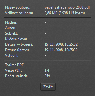 Vlastnosti PDF dokumentu