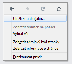 Místní nabídka Firefoxu