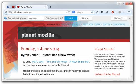 Překladač ve Firefoxu