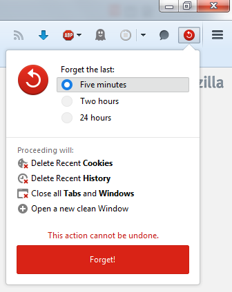 Funkce Zapomenout ve Firefoxu