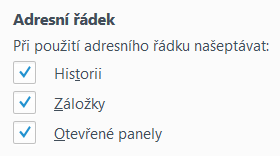 Našeptávání v adresním řádku