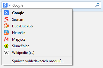 Vyhledávání v české verzi Firefoxu 34