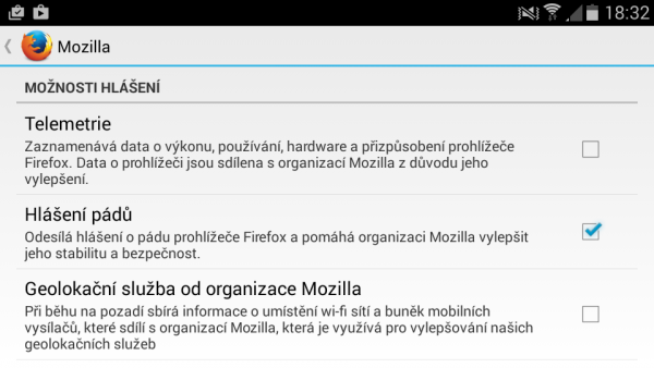 Nastavení Firefoxu pro Android