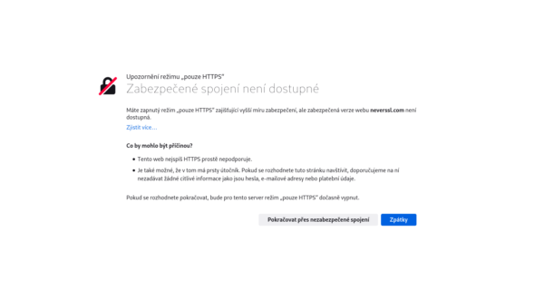 varování v režimu Pouze HTTPS